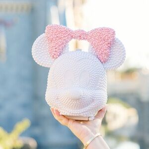 Like NEW White & Pink Bedazzled Minnie Head Bag